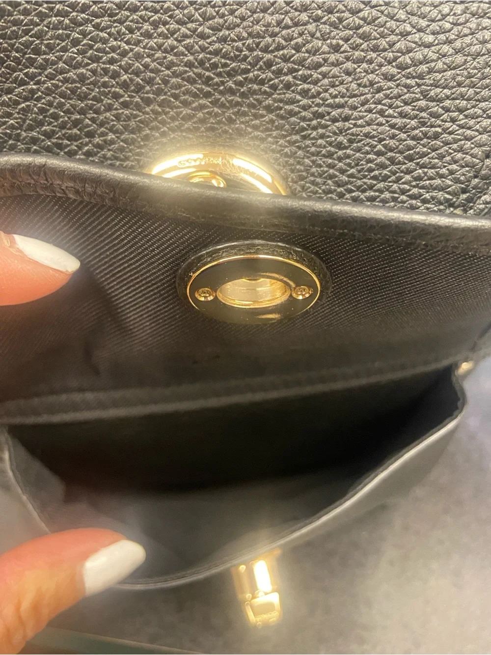 Coach Black Pebbled Leather Mini Backpack with Gold Hardware Accents